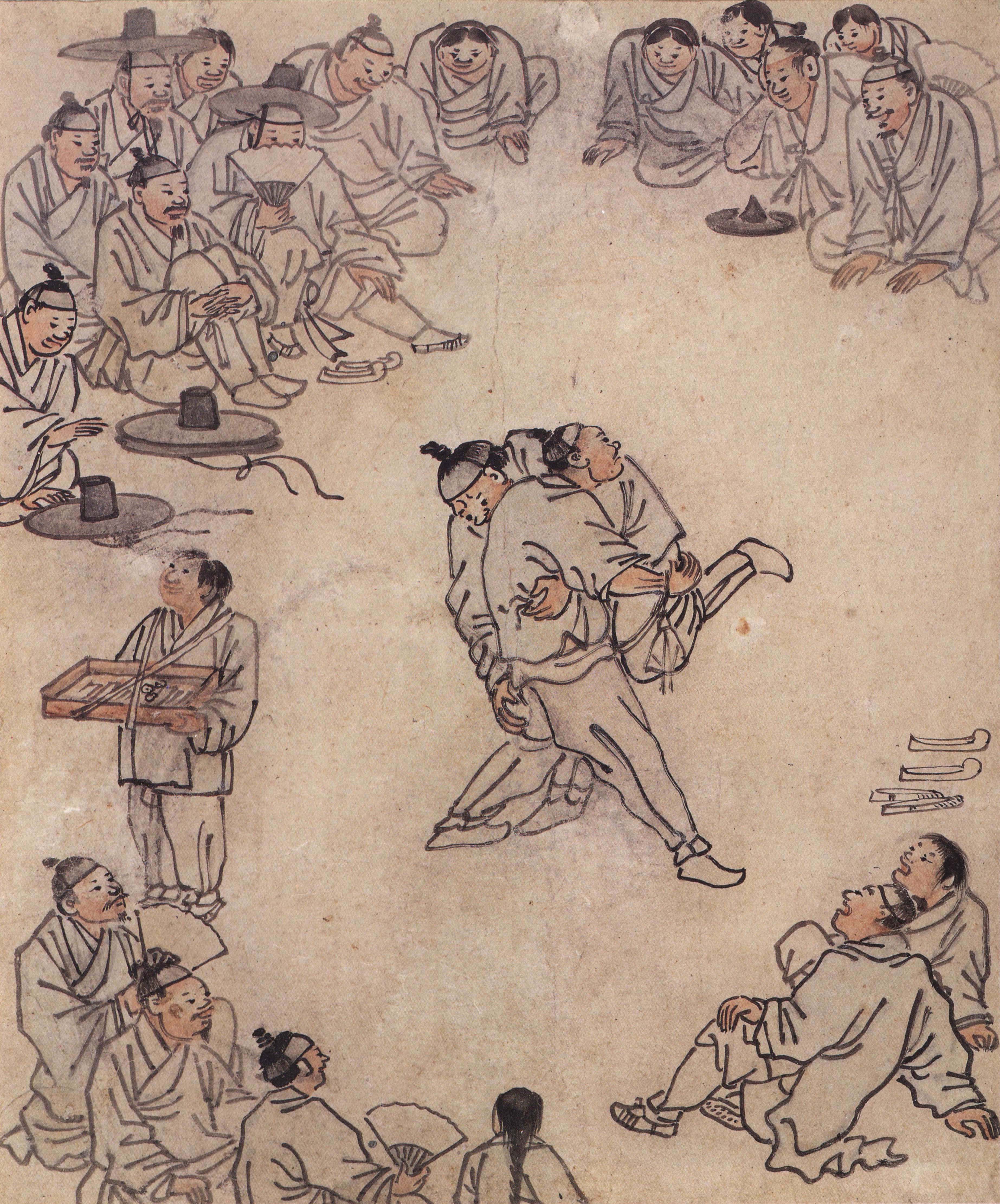 김홍도 씨름 (Wrestling) — Kim Hong-do (김홍도), 18th century