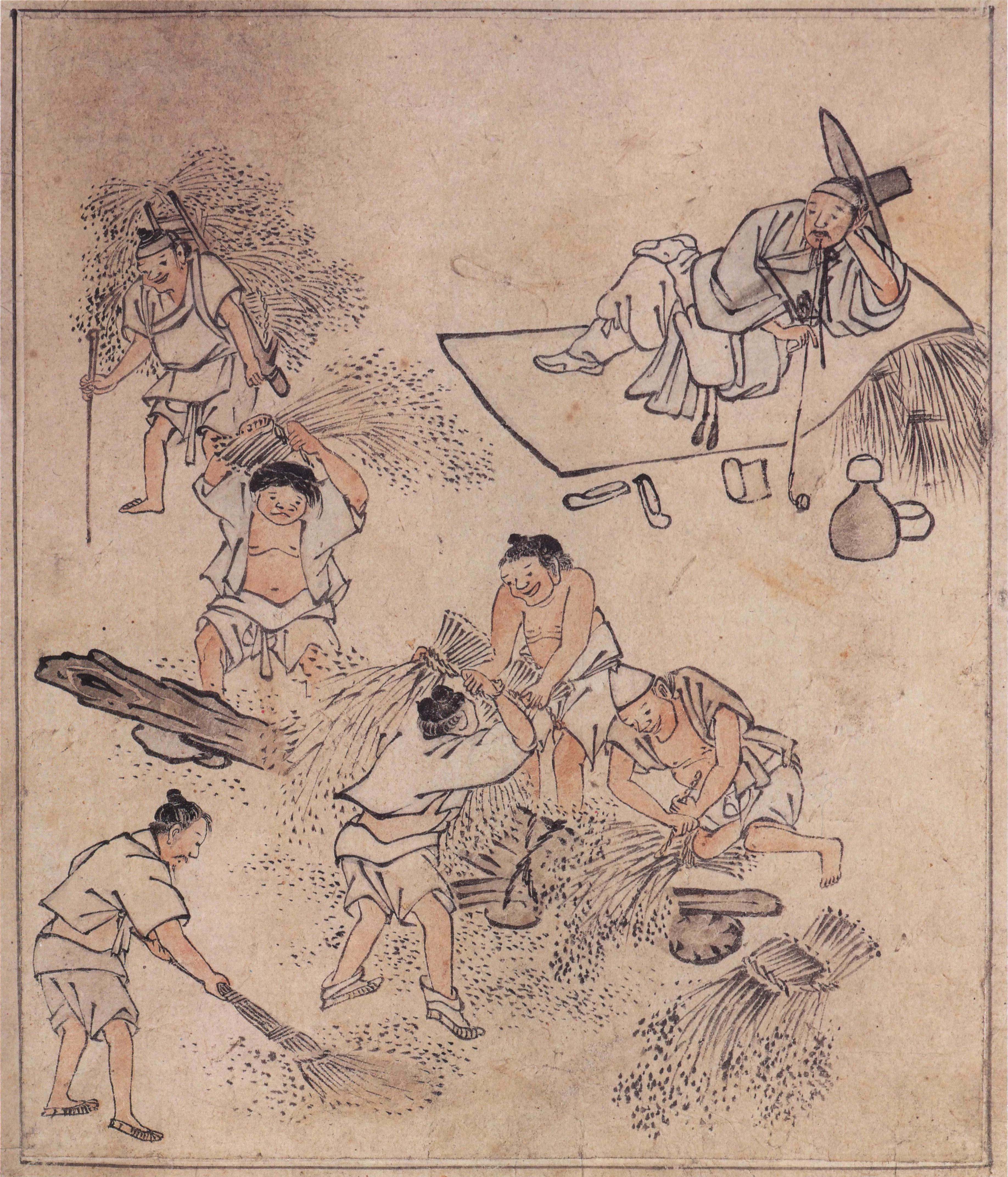 김홍도 타작 (Threshing)
